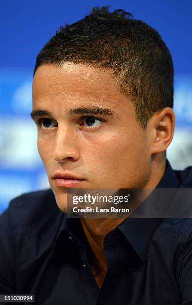 Ibrahim Afellay looks on during a FC Schalke 04 press conference at the Veltins Arena on August 31, 2012 in Gelsenkirchen, Germany.