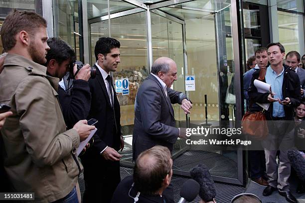 Boris Berezovsky addresses the media outside the Royal Courts of Justice after losing his lawsuit against Chelsea FC owner Roman Abramovich on August...