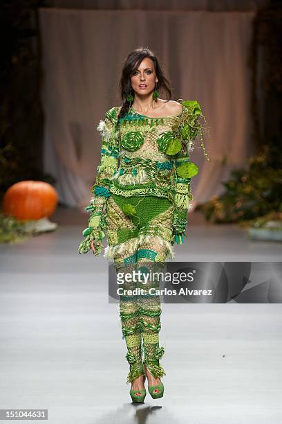 Model walks the runway in the Francis Montesinos fashion show during the Mercedes-Benz Fashion Week Madrid Spring/Summer 2013 at Ifema on August 31,...