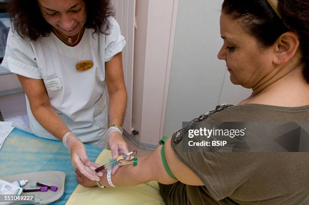 Photo Essay In The Department Of Diabetology At Saint Louis Hospital, Paris, France. Blood Sampling.