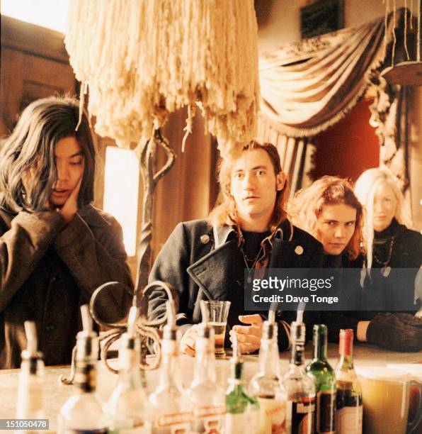 The Smashing Pumpkins, portrait, Notting Hill, London, UK, 1992. Left to right: James Iha, Jimmy Chamberlin, Billy Corgan and D'arcy Wretzky.