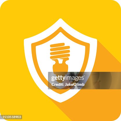 Shield Energy Efficient Lightbulb Icon Silhouette Shield Energy Efficient Lightbulb Icon Silhouette