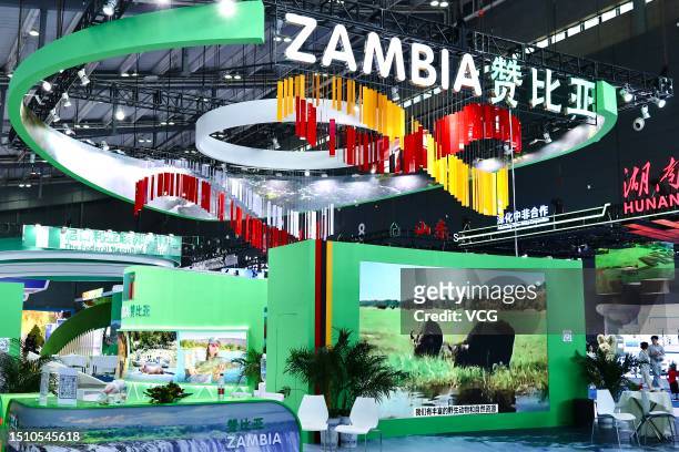 View of Zambia booth during the third China-Africa Economic and Trade Expo at the Changsha International Convention and Exhibition Center on July 2,...