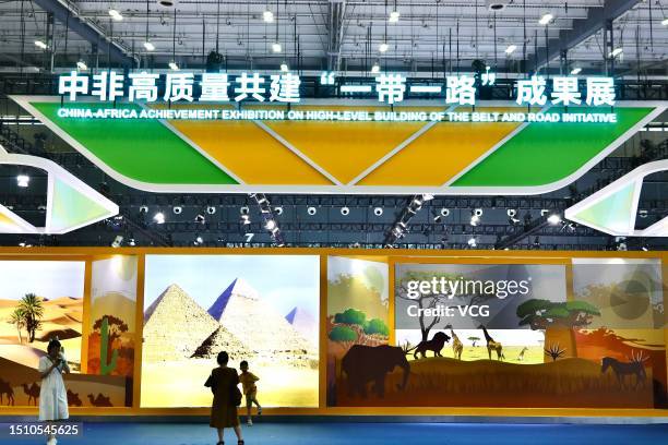 Citizens visit the Belt and Road exhibition area during the third China-Africa Economic and Trade Expo at the Changsha International Convention and...