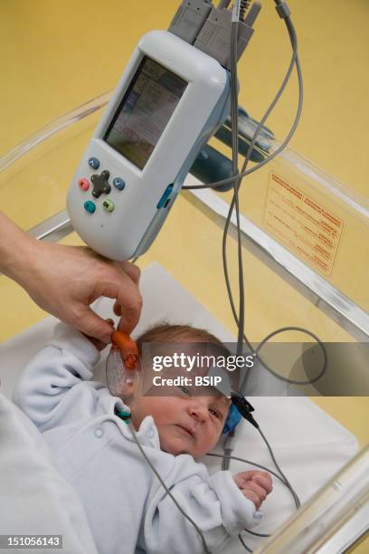 Photo Essay At The Maternity Of Saint Vincent De Paul Hospital, Lille, France. Hearing Test Auditory Evoked Potentials Aep.