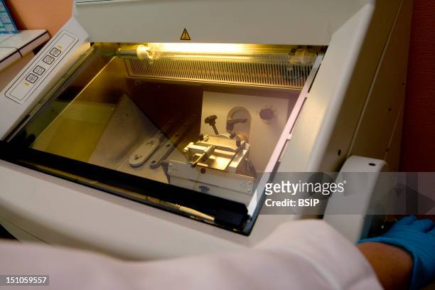 Photo Essay From Hospital. Photo Essay From Hospital. Hospital Of Meaux 77, France. Laboratory Of Anatomical Pathology. The Cryostat Is A Microtome...