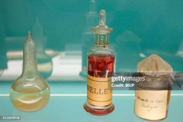 Institut Pasteur Museum, Paris, France. Room Of Scientific Souvenirs. Emulsions Of Rabbit Spinal Cord Inoculated With Rabies Virus, Aimed At...