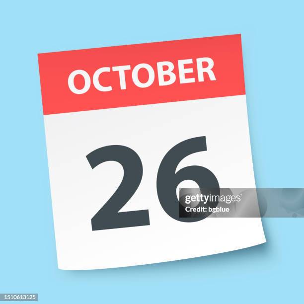 october 26 - daily calendar on blue background - october 26 stock illustrations