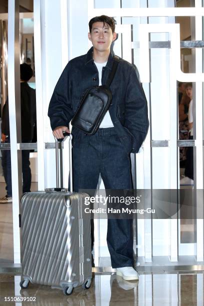 Son Heung-Min attends a photocall for the TUMI "Essentially Beautiful" Pop-up Store Opening on July 03, 2023 in Seoul, South Korea.