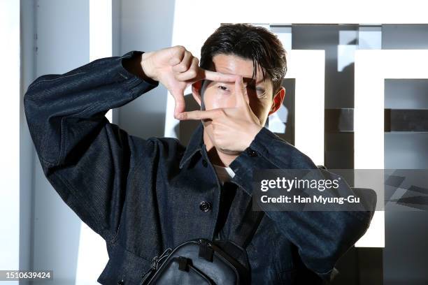 Son Heung-Min attends a photocall for the TUMI "Essentially Beautiful" Pop-up Store Opening on July 03, 2023 in Seoul, South Korea.