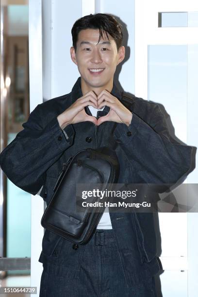 Son Heung-Min attends a photocall for the TUMI "Essentially Beautiful" Pop-up Store Opening on July 03, 2023 in Seoul, South Korea.