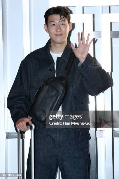 Son Heung-Min attends a photocall for the TUMI "Essentially Beautiful" Pop-up Store Opening on July 03, 2023 in Seoul, South Korea.