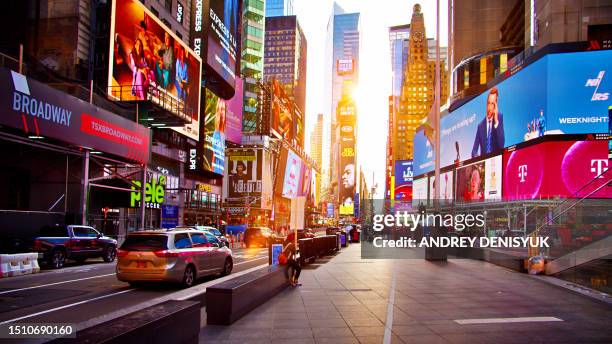morning. times square. new york. - advertisement stock pictures, royalty-free photos & images
