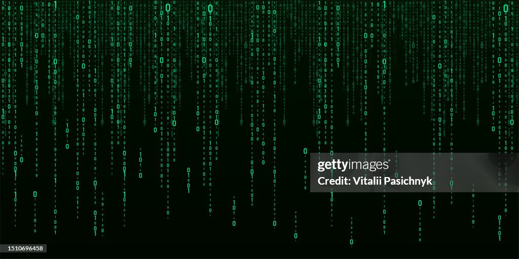 Vector Digital Green Background Of Streaming Binary Code Matrix ...