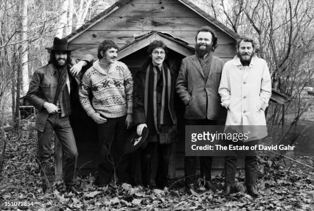 Rock group The Band pose for a portrait in December 1969 in Woodstock, New York.