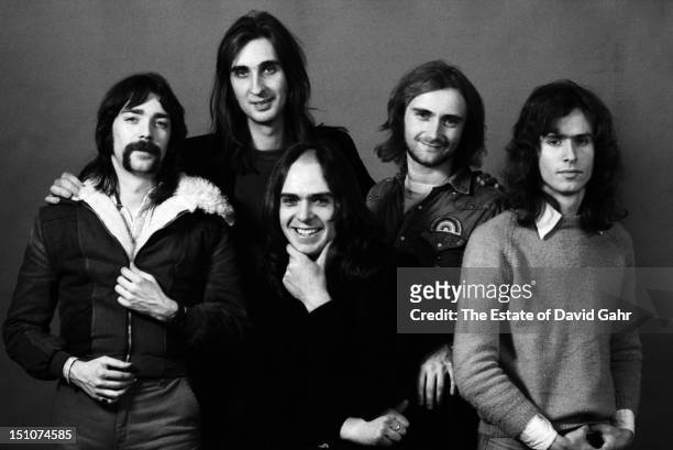Rock group Genesis pose for a portrait on November 20, 1973 in New York City, New York.