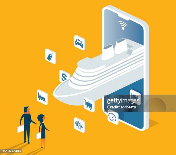 online booking - cruise ship - online booking stock illustrations