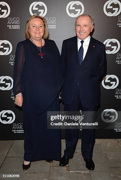 Maryvonne Pinault and Francois Pinault attend the Gucci Award for Women in Cinema at The 69th Venice International Film Festival at Hotel Cipriani on...