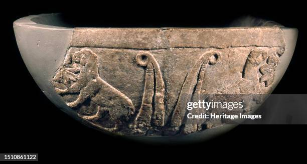 Sumerian reed house. Detail of the Uruk Trough, 3300-3000 BC. Found in the collection of the British Museum. Creator: Sumerian culture.