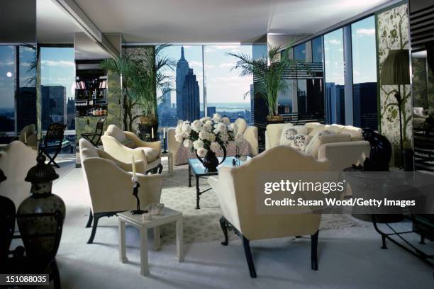 View of the elaborately decorated apartment owned by President of Marcel Rochas perfume and fashion house, Helene Rochas , New York, New York, June...