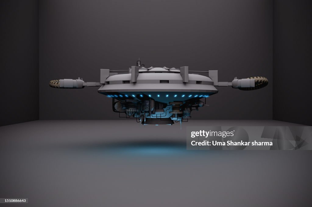 Unidentified flying object, 3D illustration.