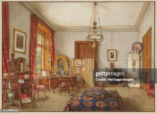 Writing room in the Palais of Archduke Karl Ludwig of Austria in Vienna, 1892. Private Collection. Creator: Alt, Franz .