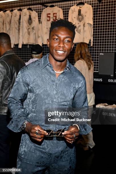 Olly Sholotan at the celebration for the Golden Goose x Dr. Woo exclusive "Dreamed By" collection held at Maxfield LA on July 6, 2023 in Los Angeles,...