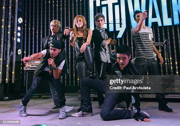 Actress / Singer Bella Thorne performs with Recording Artist IM5 at Universal CityWalk's free music spotlight series celebrating the end of summer at...