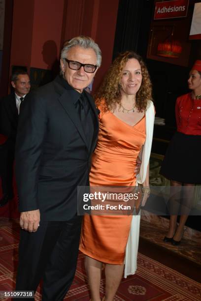 Harvey Keitel and Daphna Kastner attend the 38th Deauville American Film Festival , Dinner at Casino Lucien Barriere on August 31, Deauville France.