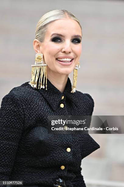 Leonie Hanne attends the Schiaparelli Haute couture Fall/Winter 2023/2024 show as part of Paris Fashion Week on July 03, 2023 in Paris, France.