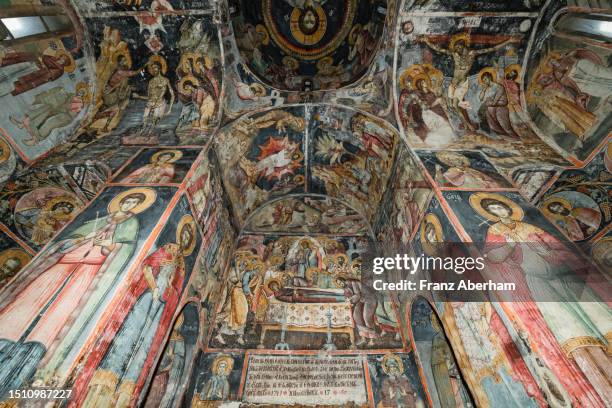 wall painting in a byzantine church - fresco stock pictures, royalty-free photos & images