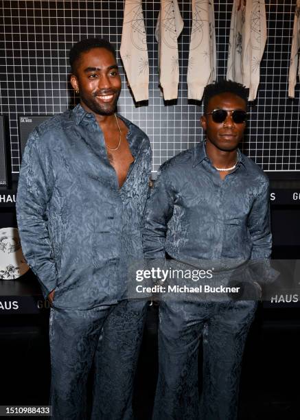 David Alan Madrick and Olly Sholotan at the celebration for the Golden Goose x Dr. Woo exclusive "Dreamed By" collection held at Maxfield LA on July...