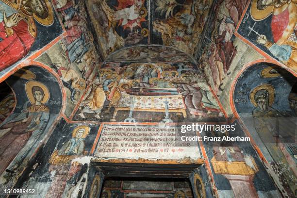 wall painting in a byzantine church - fresco stock pictures, royalty-free photos & images