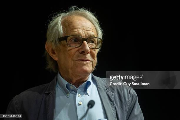 Film director Ken Loach addresses a meeting at the Marxism Festival on June 30, 2023 in London, England.