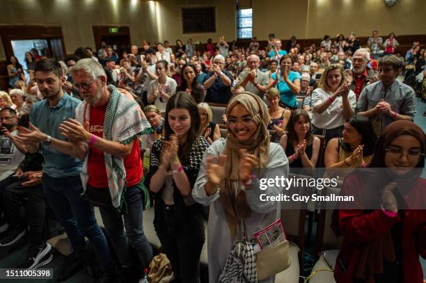 The audience reacts during the Marxism Festival on July 2, 2023 in London, England.