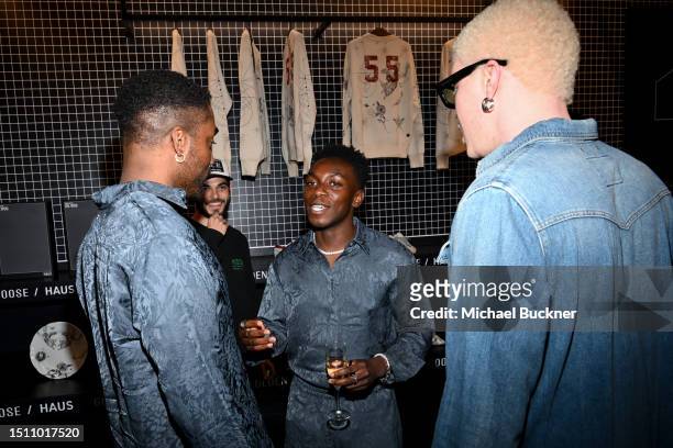 David Alan Madrick, Olly Sholotan and Shaun Ross at the celebration for the Golden Goose x Dr. Woo exclusive "Dreamed By" collection held at Maxfield...