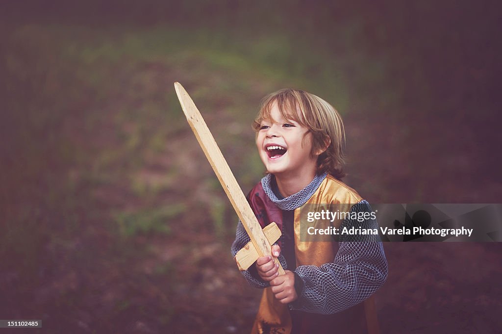 Boy in knight costume