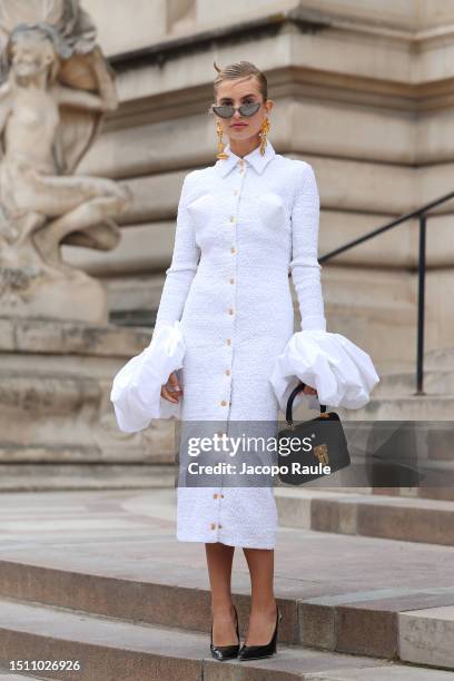 Xenia Adonts attends the Schiaparelli Haute couture Fall/Winter 2023/2024 show as part of Paris Fashion Week on July 03, 2023 in Paris, France.