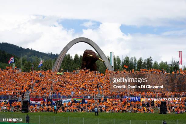 Max Verstappen fans during the F1 Grand Prix of Austria at Red Bull Ring on July 02, 2023 in Spielberg, Austria.