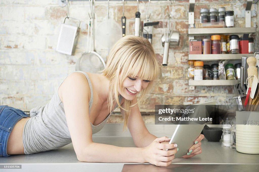 Female with tablet computer