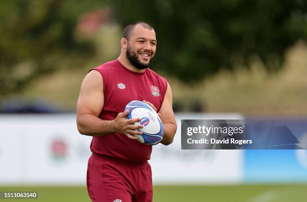 Ellis Genge looks on during the England training session held at The Lensbury on July 03, 2023 in Teddington, England.