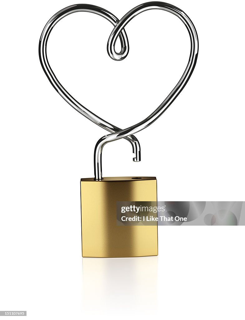 Unlocked padlock with a Heart symbol