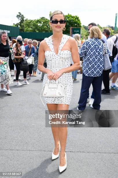 Ashley Roberts attends day one of the Wimbledon Tennis Championships at the All England Lawn Tennis and Croquet Club on July 03, 2023 in London,...