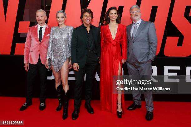 Simon Pegg, Pom Klementieff, Tom Cruise, Hayley Atwell and Christopher McQuarrie attend the Australian premiere of "Mission: Impossible - Dead...