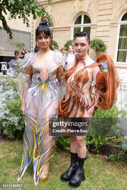 Maisie Williams and Camila Cabello attends the Iris Van Herpen Haute couture Fall/Winter 2023/2024 show as part of Paris Fashion Week on July 03,...