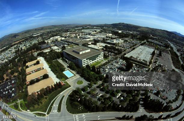 An aerial view shows the Silicon Valley location of IBM in San Jose, California April 21, 2000.