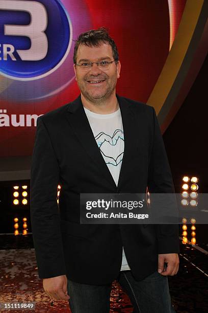 Elton attends a photocall for '1, 2 oder 3 - Die Grosse Jubilaeumsshow' at Studios Berlin Adlershof on September 1, 2012 in Berlin, Germany.