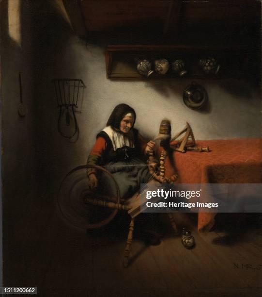 Old Woman Spinning, 1650-1660. Creator: Nicolaes Maes.