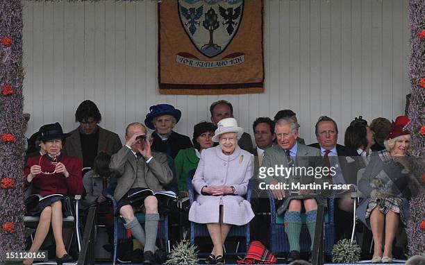 Princess Anne, Princess Royal, Prince Philip, Duke of Edinburgh, Queen Elizabeth II, Prince Charles, Prince of Wales and Camillia, Duchess of...