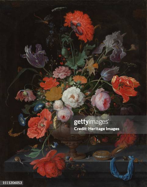 Still Life with Flowers and a Watch, circa 1660-circa 1679. Other Title: Still Life with Flowers and a Watch. Creator: Abraham Mignon.